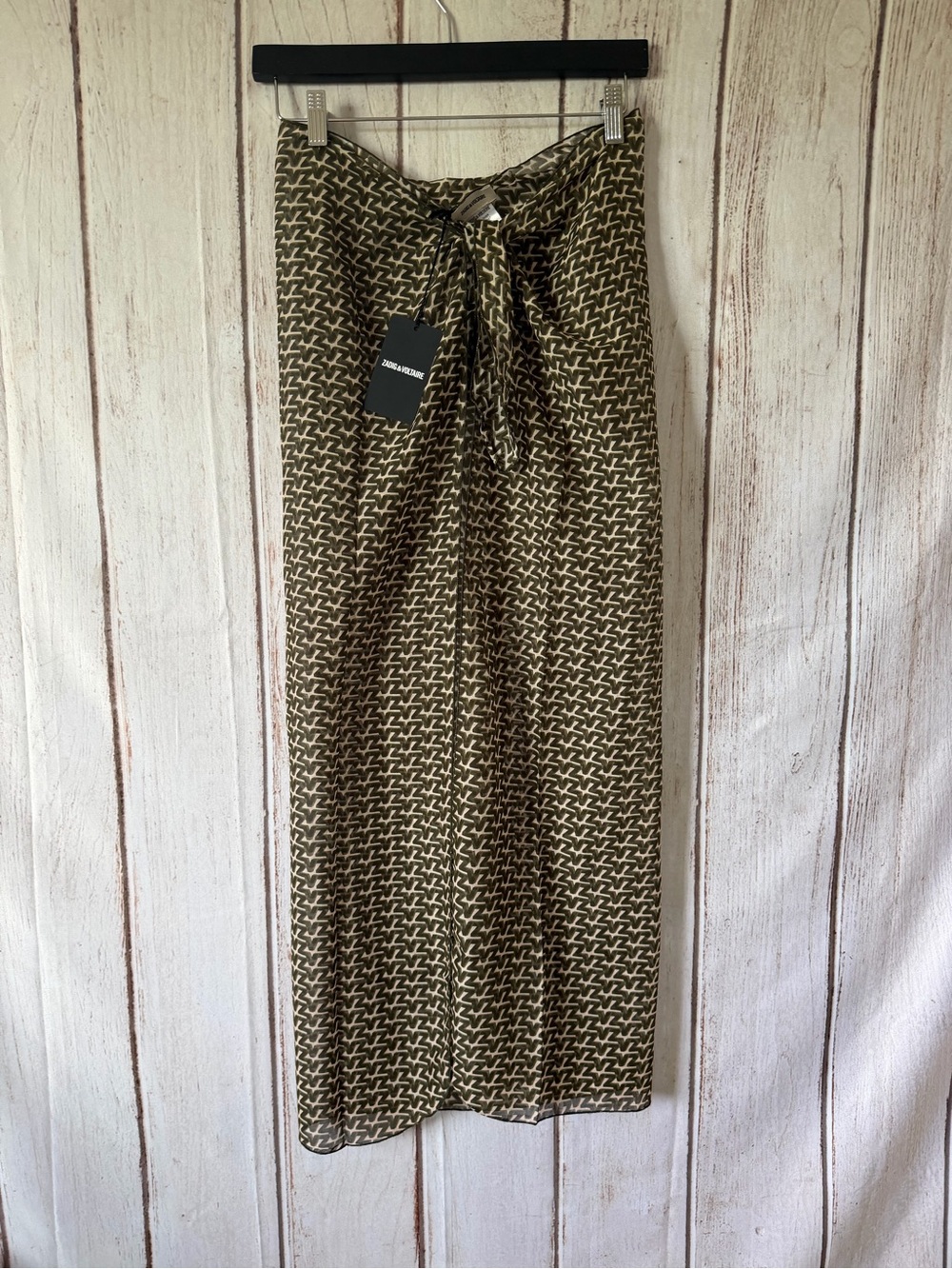Zadig & Voltaire ZV Mono Long Silk Cotton Blend Pareo Sarong Wrap Skirt O/S